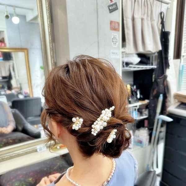 【ヘアセット】 パールで彩る華やかまとめ髪アレンジ /茅ヶ崎