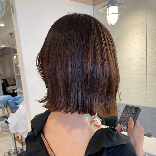 グレージュブラウンくびれボブ髪質改善ストレート赤羽美容室