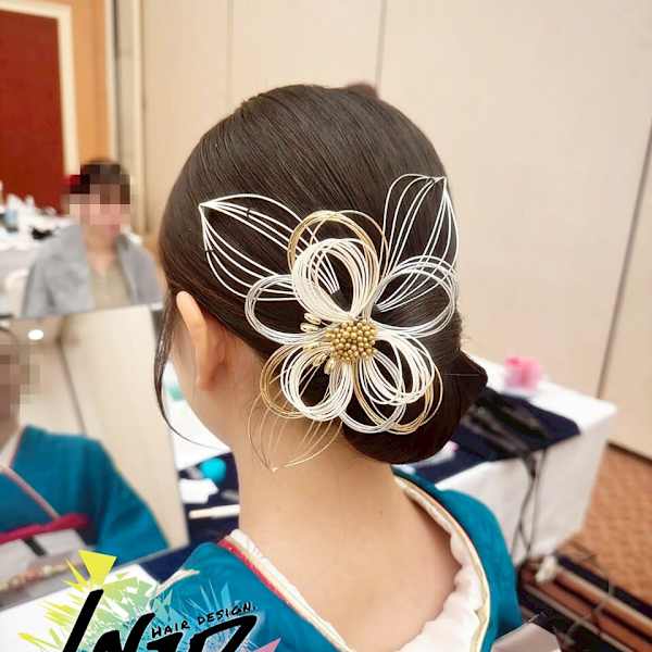 【ヘアセット】 水引が映える和装タイトシニヨンアレンジ
