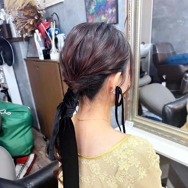 【ヘアセット】編み下ろしリボン 茅ヶ崎ヘアセット/早朝セット