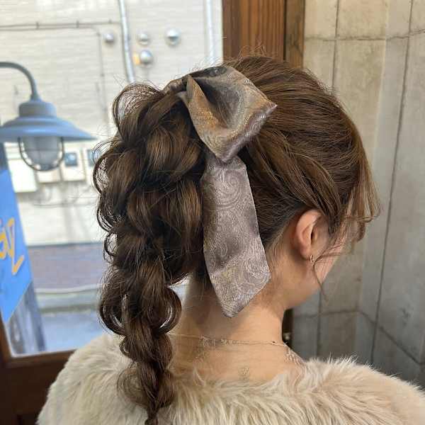 リボン♪ハイポニー編み下ろしアレンジ