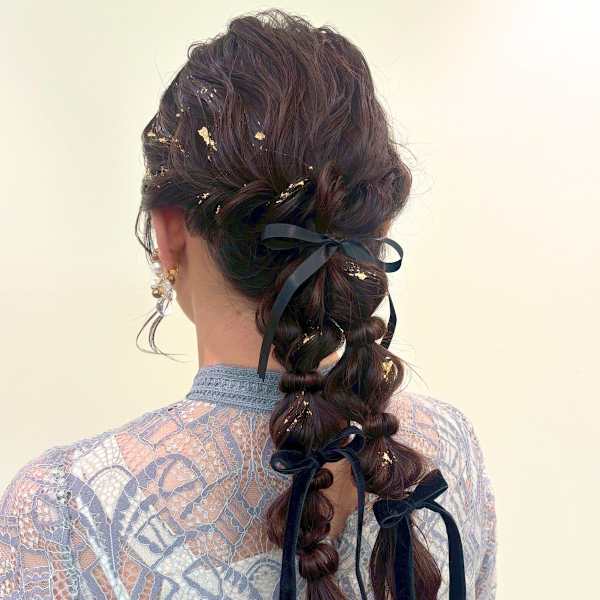 編みおろしツイン/ヘアセット/リボン/結婚式|beauty:beast 大名店