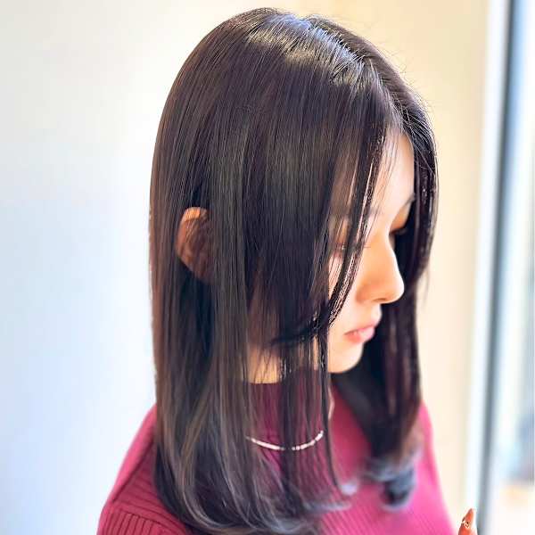 大人可愛い小顔内巻き/ダークラベンダーブラウン