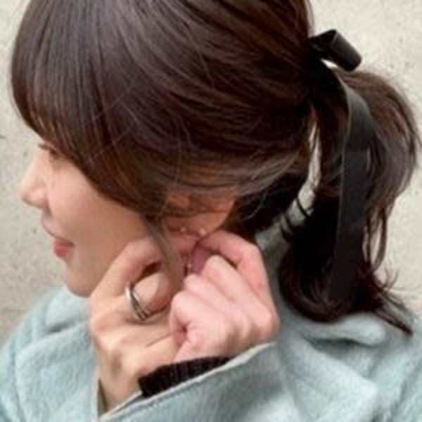 #たゆっとポニーテール　#ほつれアレンジ