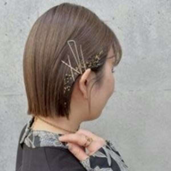 #シンプルボブアレンジ #ゴールドヘアアレンジ|Chocolat NAMBA