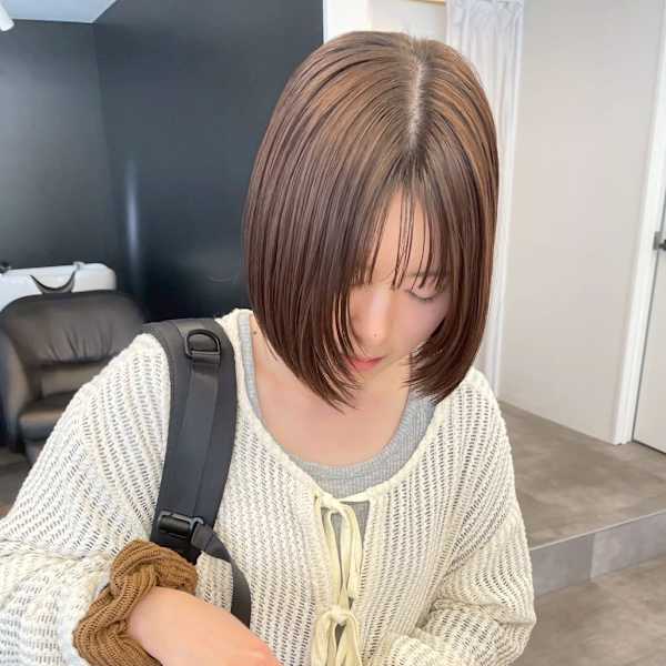 透明感カラーベージュレイヤーボブ＊ブリーチなし初カラー
