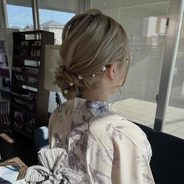 浴衣シニヨンアレンジ