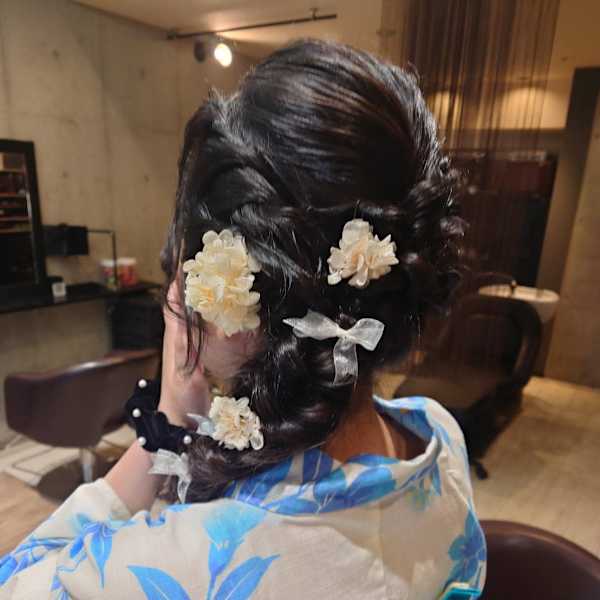 浴衣ヘア編み下ろしスタイル|PHYSICS