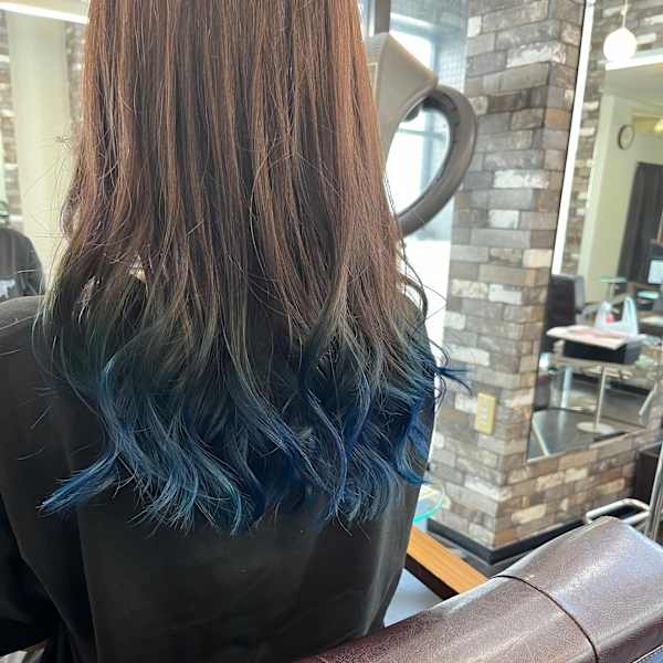ブルー×グラデーション×可愛い|HAIR MAKE ROSY 北18条店