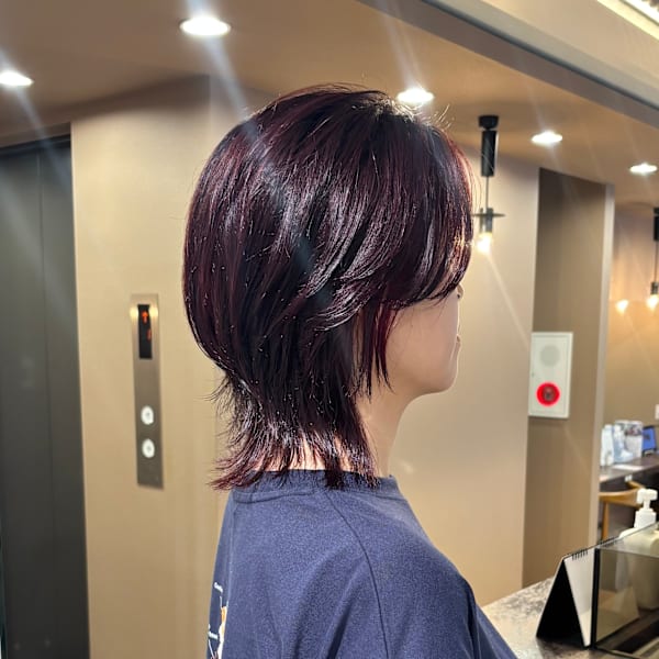 ワインレッド/ショートウルフ【ミワチカコ】