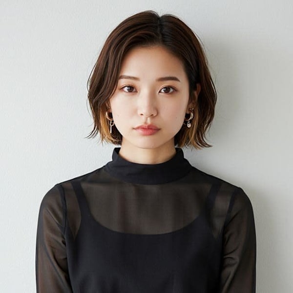 ブリーチ ミニボブ イヤリングカラー ベージュ 20代30代