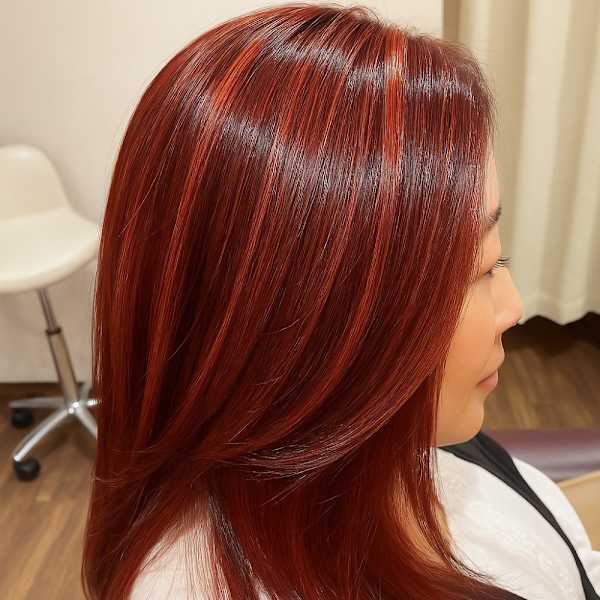ハイライト×レッドブラウンカラー　【日暮里美容室】