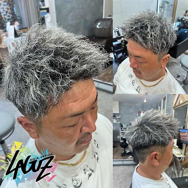 エッジハイライト×だれるパーマ×ツーブロ |LAGUZ 茅ヶ崎 髪質改善 ヘアアレンジ