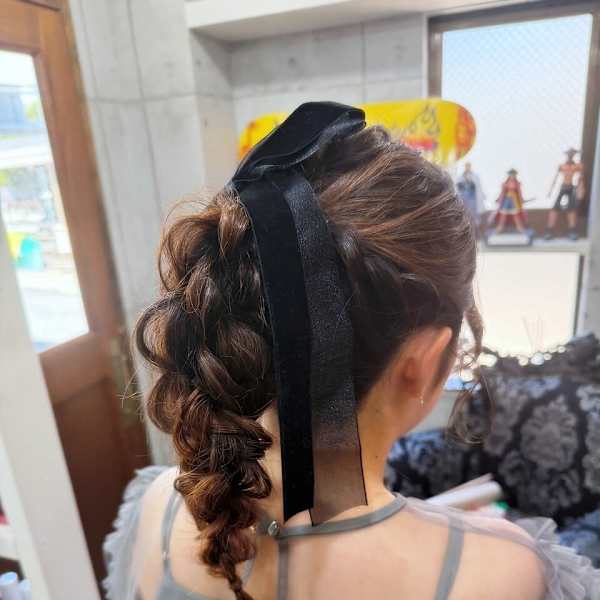 【ヘアセット】ベルベットリボン編み下ろし 茅ヶ崎ヘアセット