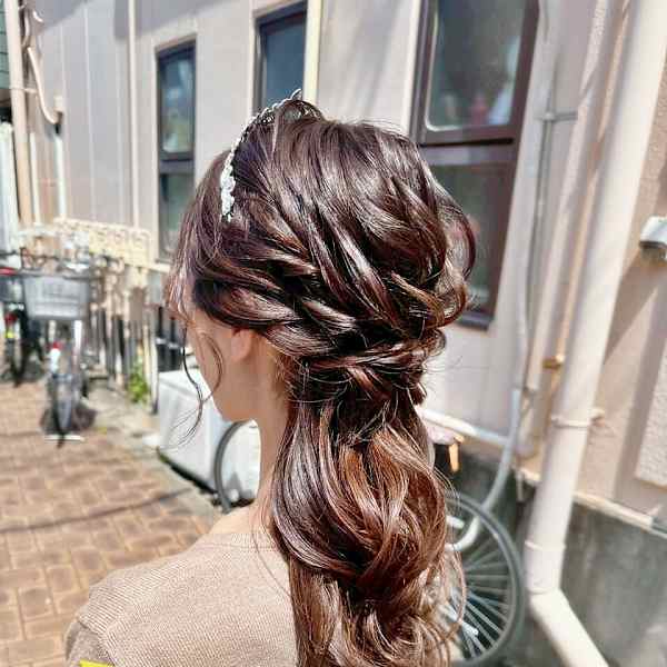 【ヘアセット】大人可愛いねじり編みハーフアレンジ 茅ヶ崎