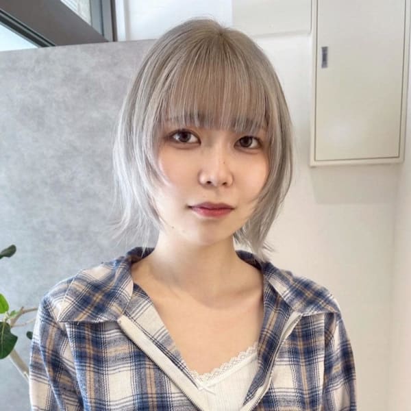 [rizu]ホワイトシルバー/ボブルフ/ハイトーンボブ