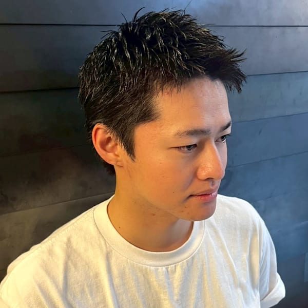 束感ショート ビジネスヘア 黒髪アップ バング 爽やか|全室完全個室 THIS IS BARBER 4th