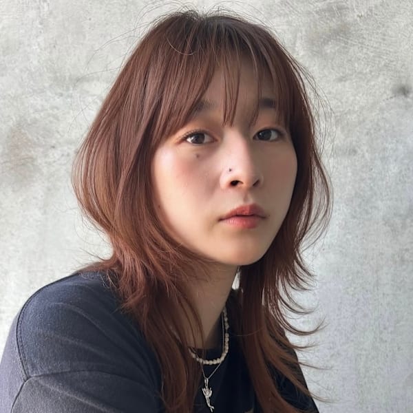 福井レイヤーカットハッシュ韓国風スタイルオレンジブラウン