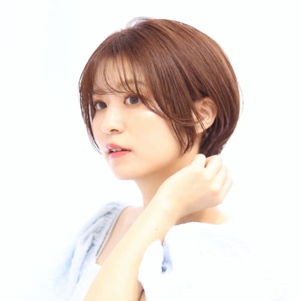 【20代30代】ナチュラルショート/アプリコットオレンジ|hair+resort lagoon