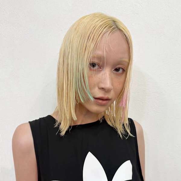 姫カットの切りっぱなしボブ