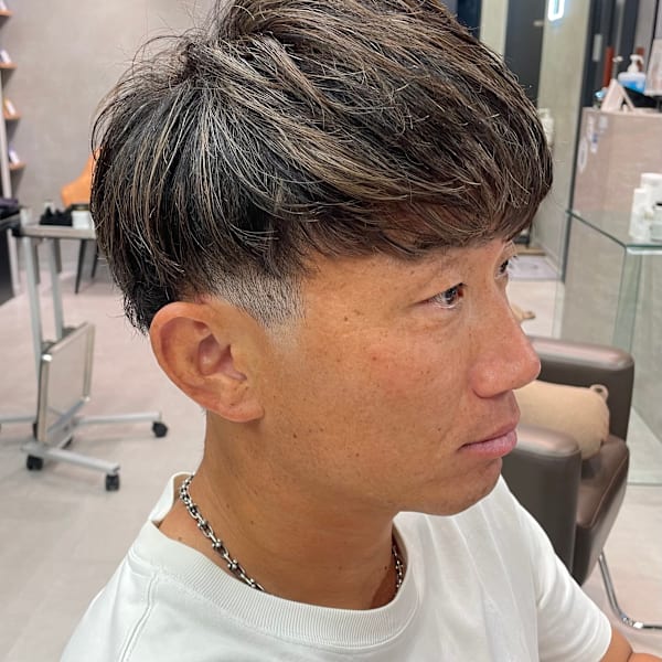 銀座/有楽町/メンズ/毛流れパーマ/白髪ぼかしハイライト