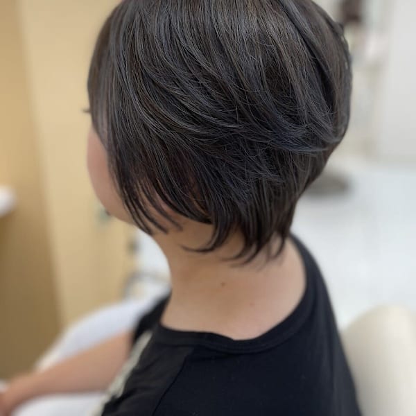 秋冬白髪ぼかしショート|HAIR・Position田子西店