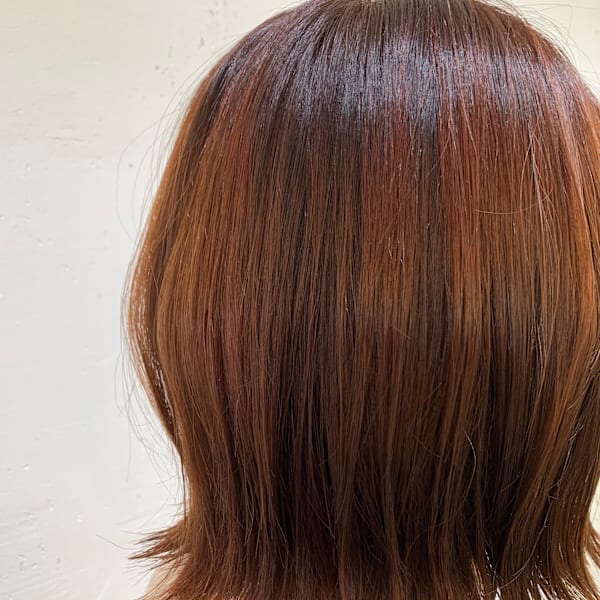 オレンジカラー×ボブスタイル