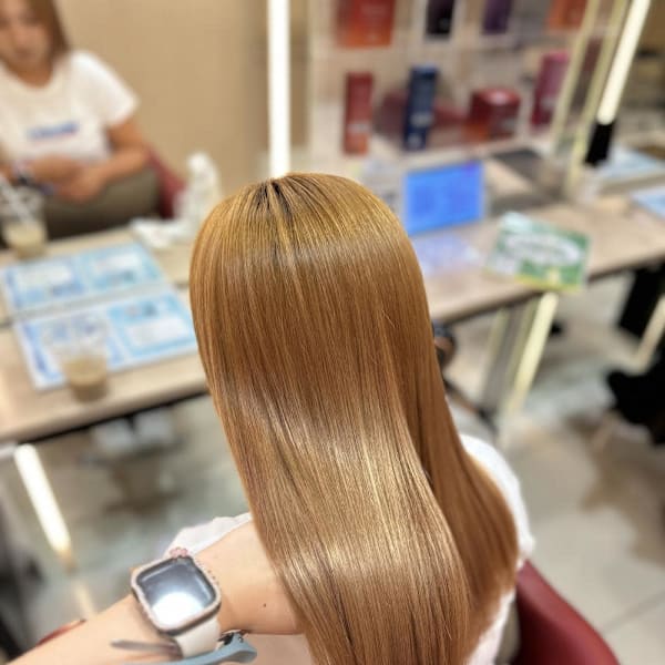 透明感カラー/ブリーチなしWカラー/髪質改善/伊勢原