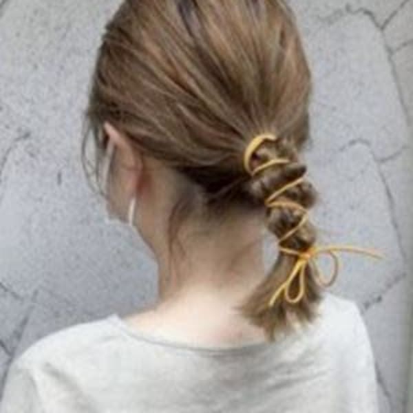 #皮ひもヘアアレンジ #ポニーテール