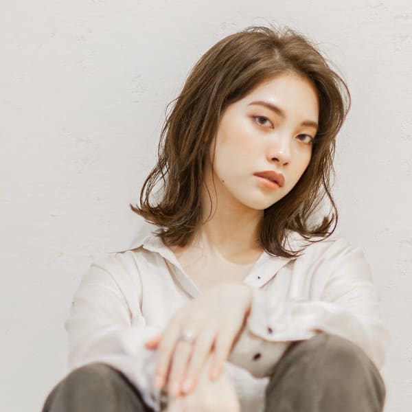 ベージュカラー×ロブ(白髪染め可)