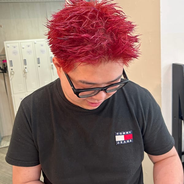 スパイキーショート/メンズハイトーン/派手髪/赤髪|VIBE & ANNEX