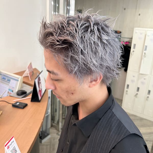 スパイキーショート/メンズハイトーン/ホワイトシルバー