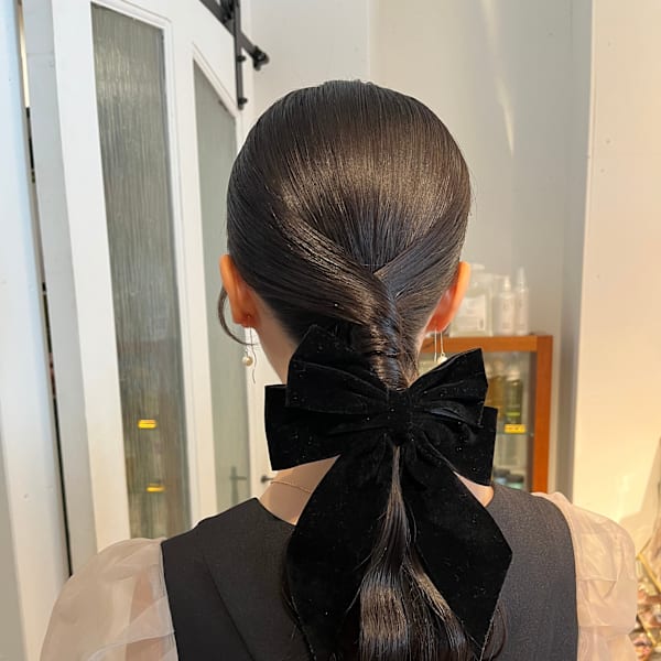 タイトクロスローポニーアレンジ/結婚式お呼ばれヘアセット