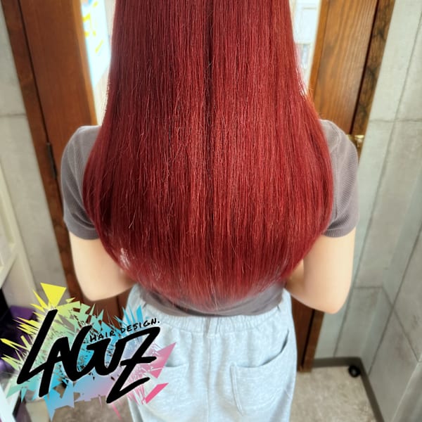 鮮やかレッドストレート【ツヤ感映えカラー】