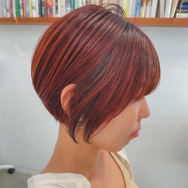 ショートボブ/ミニボブ/暖色カラー/ハイライトカラー