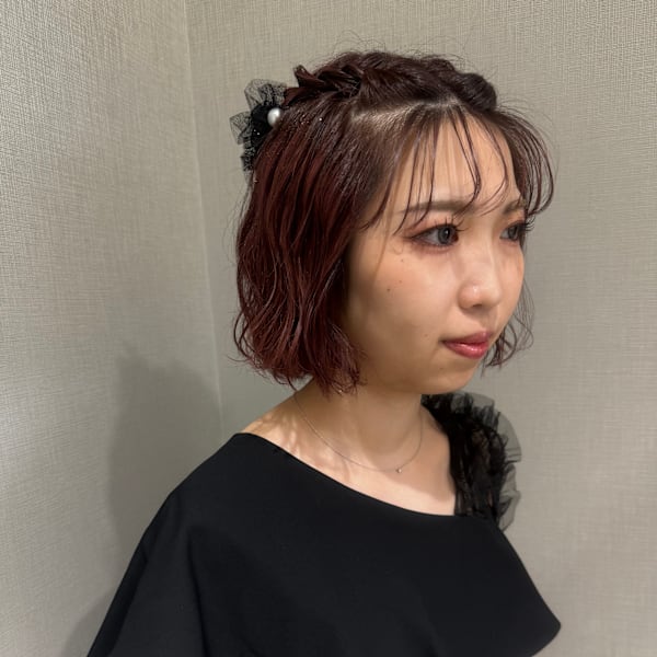 ボブ×ハーフアップ