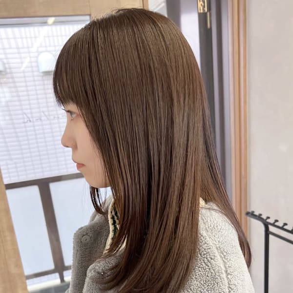 ブリーチなしミルクティーベージュ＊艶ストレート透明感カラー