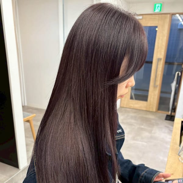 暖色カラーバイオレットブラウン＊艶髪ロング透明感カラー