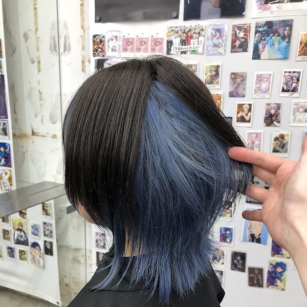 ウルフヘア インナーカラー ブルーシルバー アンブレラカラー