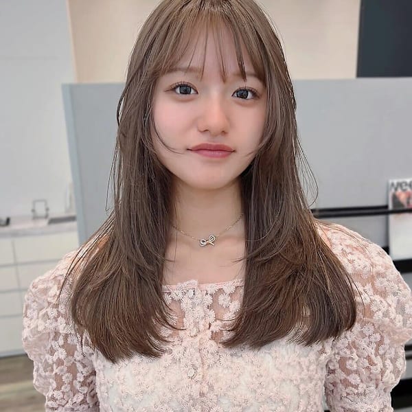 レイヤーカット*顔周りカット*フェイスレイヤー*ベージュカラ|K-two あべのキューズモール店【ケーツー】