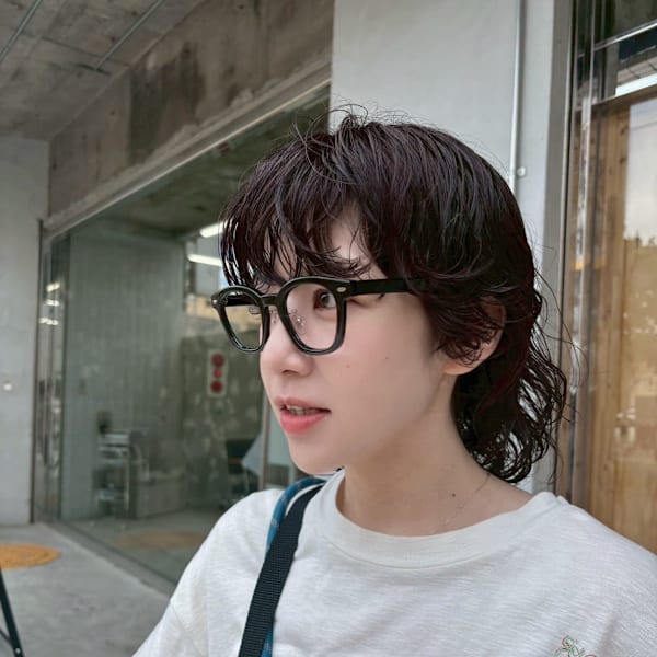 ウルフパーマ/黒髪