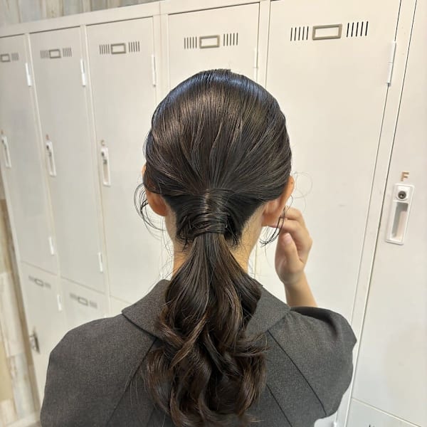 ヘアアレンジ/ヘアセット/シニヨン/編み下ろしポニー