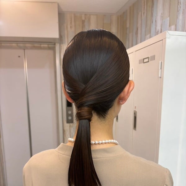 結婚式お呼ばれヘアアレンジ/タイトポニー/シニヨン