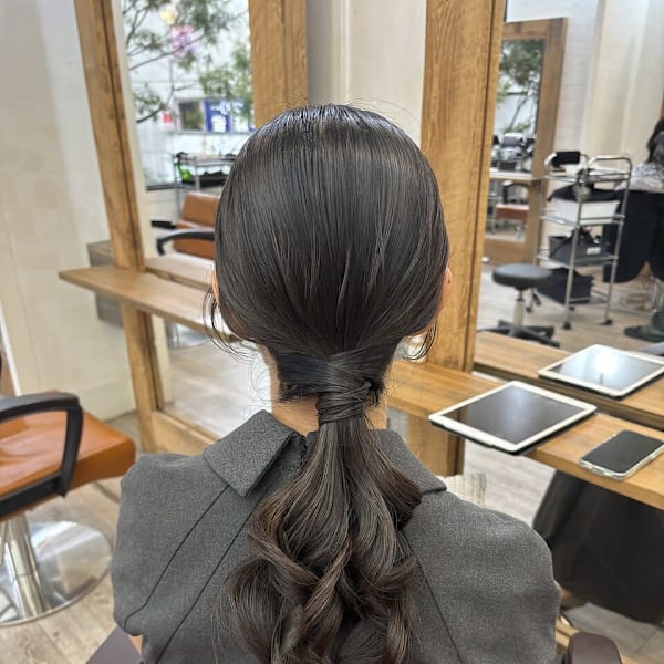 お呼ばれヘアセット×編み下ろしポニー