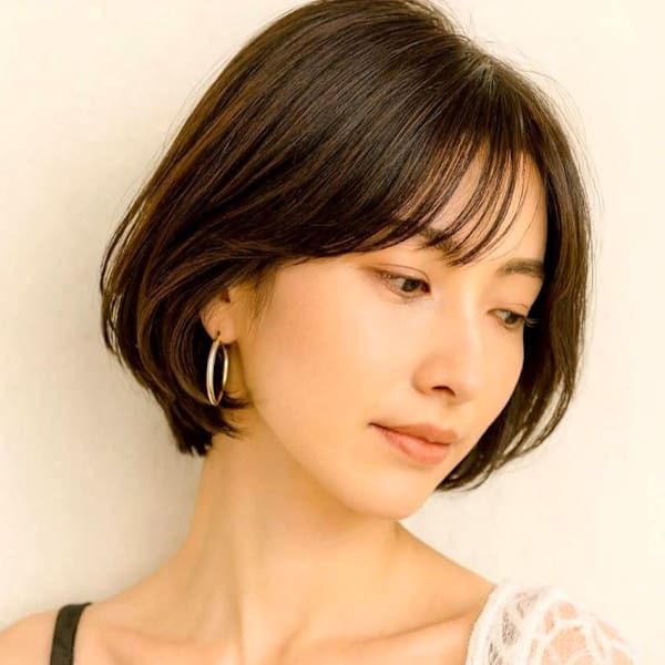 大人ボブ 顔周りカット アッシュグレー 髪質改善 30代|福岡 オーガニックカラー miroa