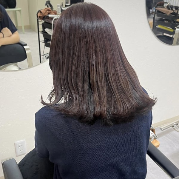 ラベンダーブラウン/くびれミディアム/髪質改善カラー