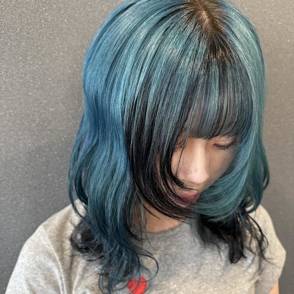 ウルフカット ミントグリーン×ダークグレー