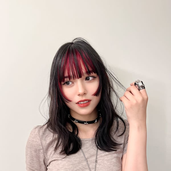 ベビーピンク/ウルフヘア/フレンチカジュアル/フェイスレイー