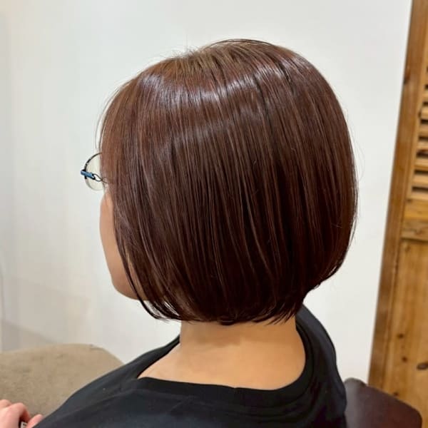 丸みボブ ショートボブ ブラウンカラー 艶髪 髪質改善|hair salon Rich 横須賀中央店