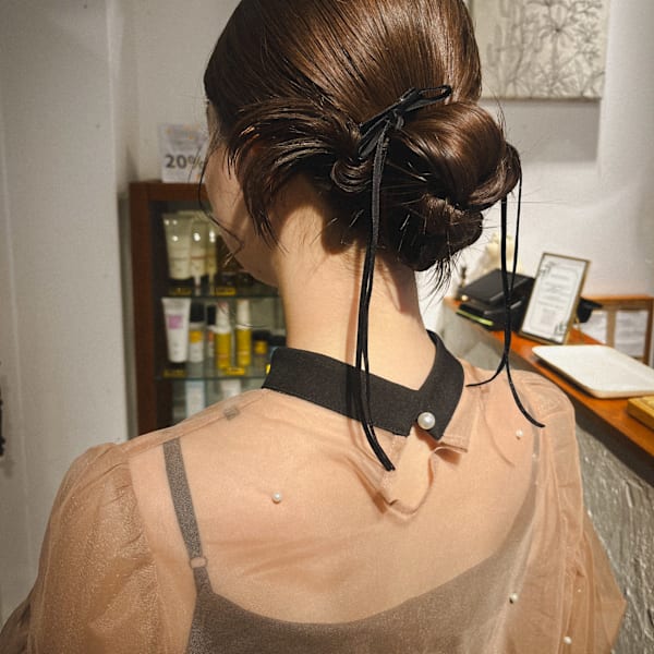 タイトカチモリアレンジ/結婚式お呼ばれヘア/リボンアレンジ